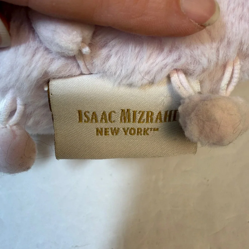 Isaac Mizrahi New York Pink Plush Cat Pillow Pom Pom Trim Decorative Accent